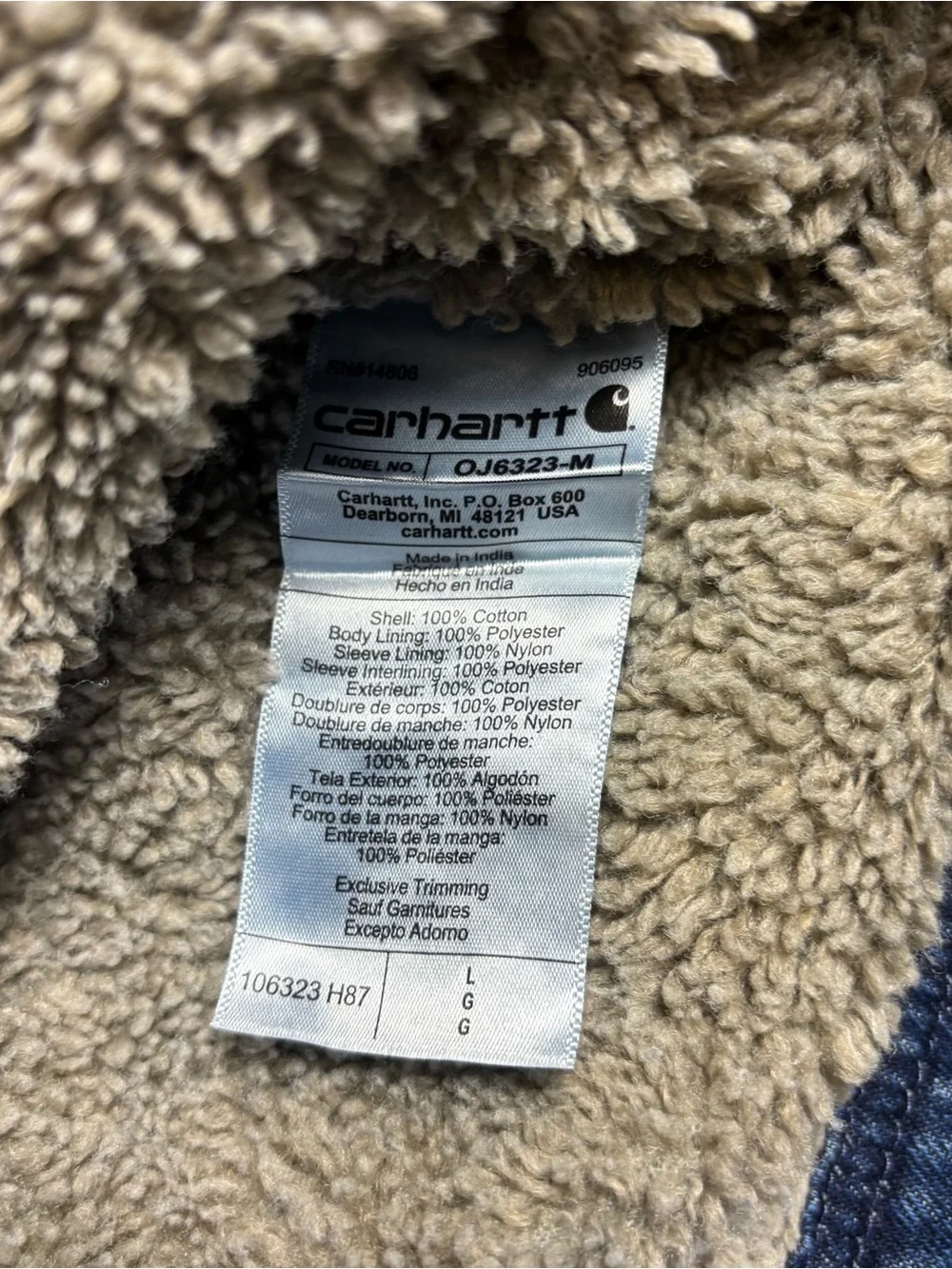 Brand New With Tags (NWT) Carhartt Men's Denim Sherpa-Lined Jacket